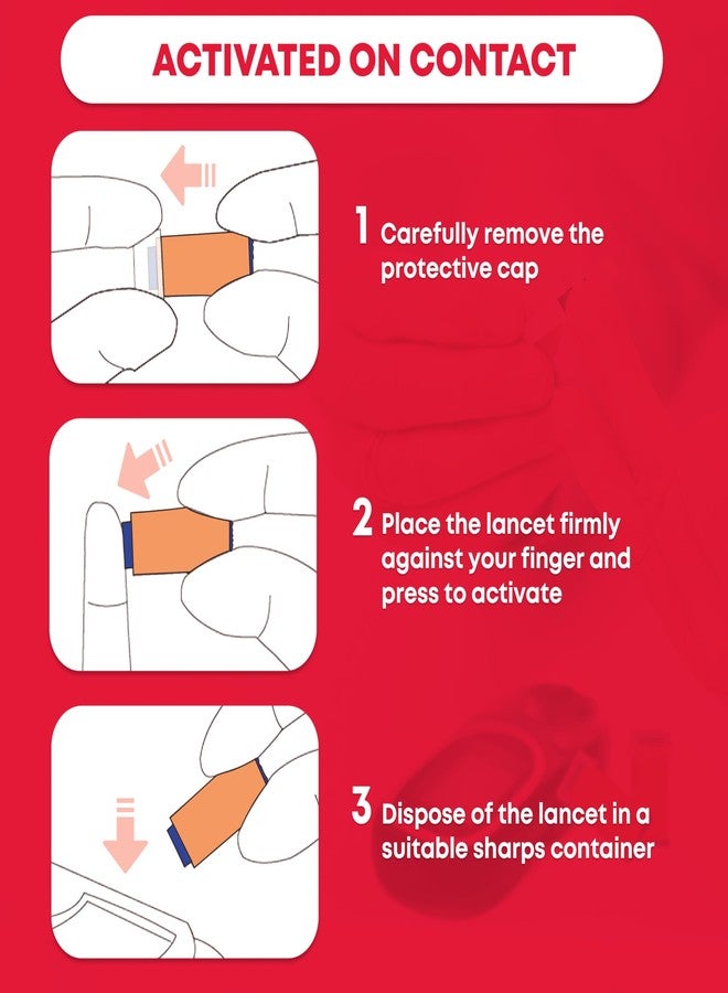 Ever Ready First Aid Safety Pressure Activated Lancets, Sterile Push Lancets – 2.2mm 21 Gauge for Blood Sugar Testing - 100 Count - Image 4